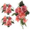 Cabilock 3Pcs Artificial Rose Candle Rings Wreaths with Realistic Leaves for Wedding Table Centerpieces Home Party Decor Faux Flower Candle Ring for Romantic Events view 1