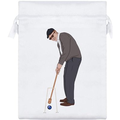 Azeeda 20cm 'Man Playing Croquet' Satin Drawstring Bag/Pouch (SB00122355)