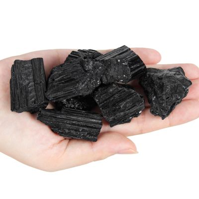 0.44lb Black Tourmaline Crystals, Natural Raw Black Tourmaline Stones Healing Rough Tourmaline Crystal for Energy Protection, Clearing Negative Energy, Fountain Rocks, Decoration, Polishing (200g)
