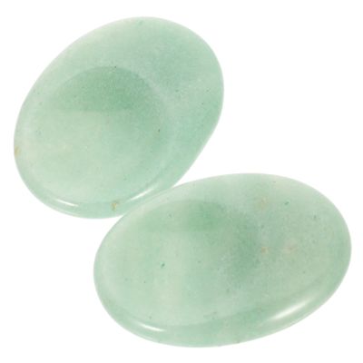 Beatifufu 2Pcs Natural Thumb Stone Green Aventurine Worry Stone for Relaxing Stress Relief Massage Portable Oval Scraping Plate for Muscle Joint Care