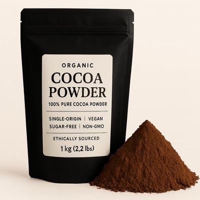 Organic Natural Cacao Powder Unsweetened Natural Cocoa Powder from Cold-Pressed Dominican Cacao Beans Keto, Paleo, Vegan, Gluten-Free, Non-GMO Superfood for Baking, Smoothies, Coffee Alternative (1 kg)