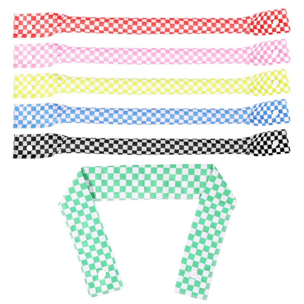 6pcs Cooling Neck Wraps, 6 Colors Polyester Material Ice Neck Cooler with Snap Button for Women and Men Summer Cycling Outdoor Sport Activities(Checkerboard Pattern Style)