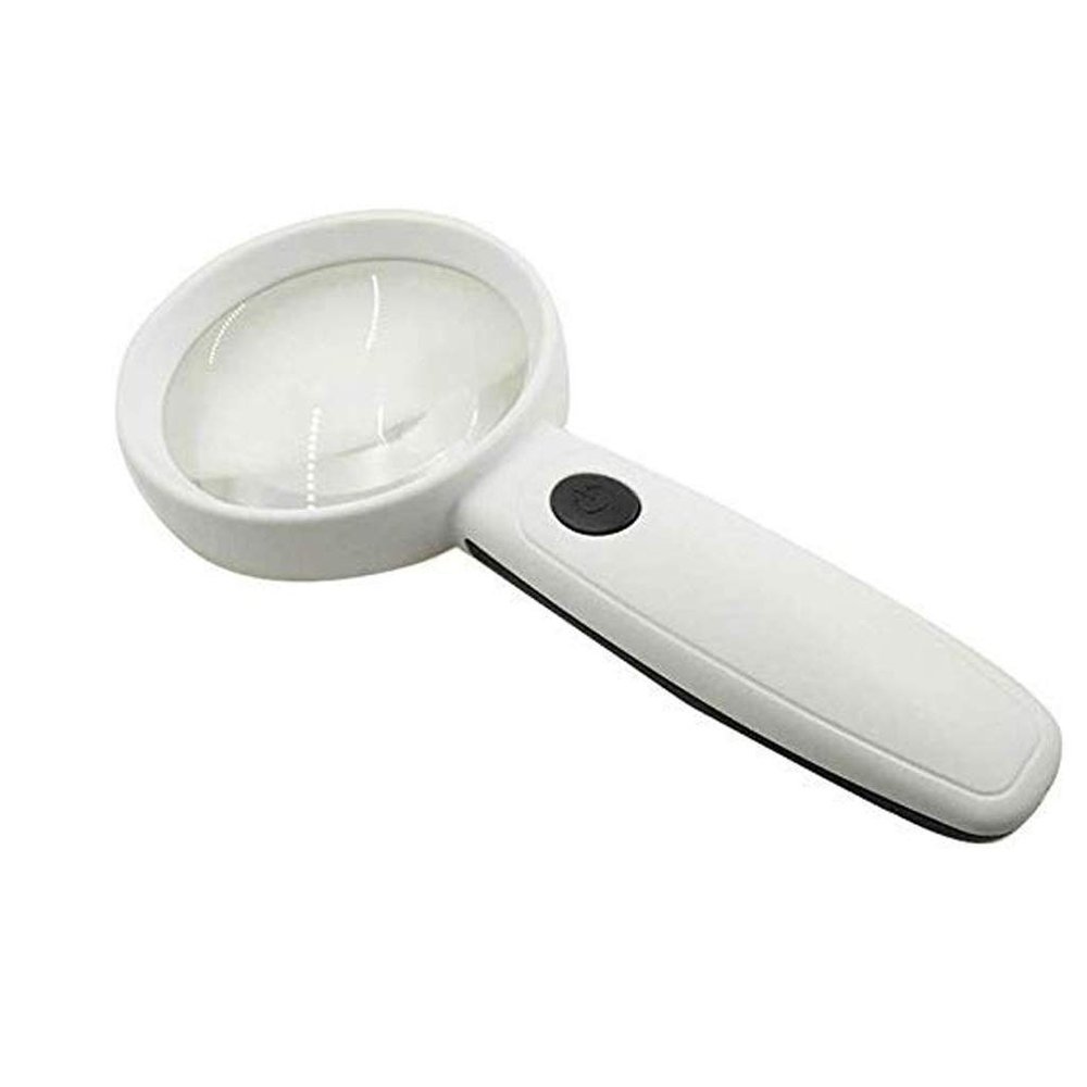 EWUROI Hand-held MagnifierLED Light, Reading Glass Lens Jewelry Loupe White for The Elderly Reading Maintenance