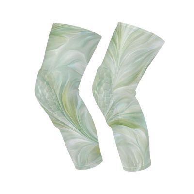 Yoogain Dreamy Green White knee compression brace (Pack of 2) Support for All Sports knee pad for Skiing, Hiking, Wrestling, Dance