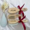 3Pcs Personalized Baby Hair Brush and Comb Set, Wooden Hair Brush/Comb Set for Newborns Girl/Boy Baby, Toddler Cradle Cap Custom Brush view 2