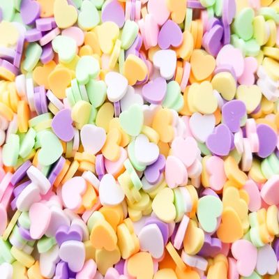 Larger Size Conversation Hearts Polymer Clay Assorted Heart Sprinkles, Fake Candy Heart Nail Art Slices, Miniature Heart rdnqu (Bag: 30 Grams)