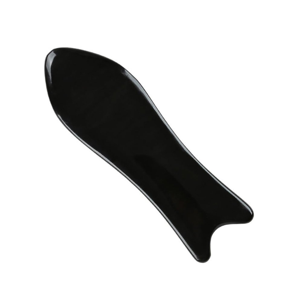 BELLIFFY Thick Black Buffalo Horn Facial Scraping Board for Gua Sha Massage Portable Handheld Massager for Face Neck Shoulders and Feet for Daily Aches and Relaxation