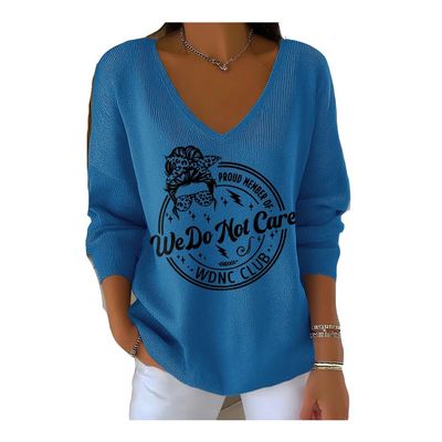 V-Neck Retro Funny Proud Member Of Wdnc Club Menopause Perimenopause Print Knitted Tops Positive Shirts Menopause Perimenopause T Shirt Blue