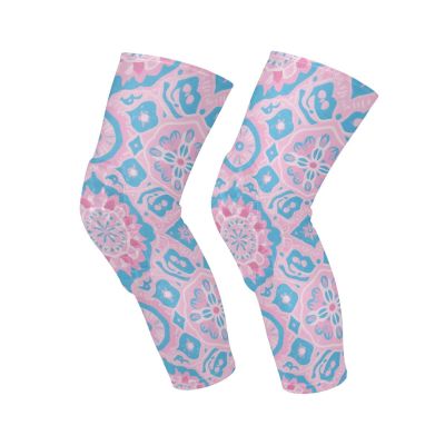 Yoogain Boho Pink Blue Vintage Flowers knee compression brace (1 pair) Support for All Sports knee compression sleeve for Running, Skiing, Soccer, Workout