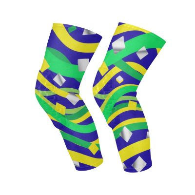 Abstract Art Yellow Green Wave Lines Square knee brace for women (A pair) Joint Pain Relief knee sleeve for Bike, Skating, Wrestling, Gardening