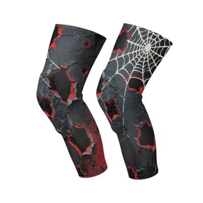 Yoogain Gothic White Spider Web knee braces for men (A pair) Relieve Muscle Pressure knee protection for Hiking, Skiing, Workout, Gardening