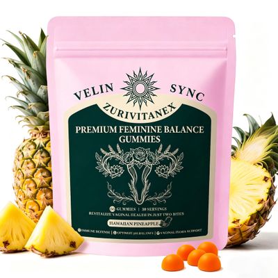 ZuriVitaNex Womens Daily Probiotic Gummies Feminine Balance & pH Support Vegan, Gluten-Free Pineapple Flavor 60 Gummies (30 Servings)