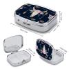 Bull Skull-Boho Arrow-Bohemian Wild Animal Skeleton Metal Pill Organizer 2 Compartments Portable Compact Pill Case for Daily Use Travel Purse Wallet view 2