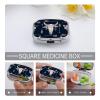 Bull Skull-Boho Arrow-Bohemian Wild Animal Skeleton Metal Pill Organizer 2 Compartments Portable Compact Pill Case for Daily Use Travel Purse Wallet view 4