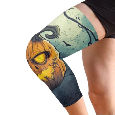 GuoChe Halloween Lantern Monster Compression Knee Brace for Women (2 Pack) Joint Pain Relief Knee Pad Sleeve for Cycling, Gardening, Yoga, Volleyball