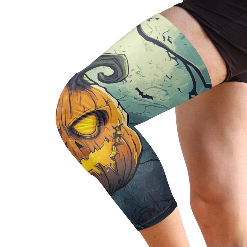 GuoChe Halloween Lantern Monster Compression Knee Brace for Women (2 Pack) Joint Pain Relief Knee Pad Sleeve for Cycling, Gardening, Yoga, Volleyball