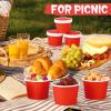 Fulmoon 100 Pack Paper Soup Containers with Lids Disposable Paper Food Containers with Vented Lid Kraft Ice Cream Cake Dessert Cups Soup Bowl for Party Hot Food Fruit Microwave(8 oz,Red) view 4