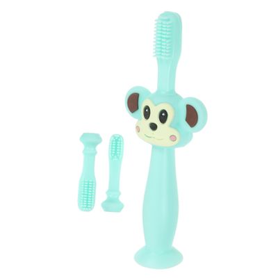 Healifty Toothbrush and Teething for Soft Silicone Full Bristle Brush with Chewable Handle and Wide Safety Guard for Gum Care Ages Green