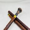 Decorative Walking Cane with Axe Handle Design, Black Metal Head, Wooden Shaft, Gold Accent Band, Traditional Style (knob Handle) view 1