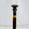 Decorative Walking Cane with Axe Handle Design, Black Metal Head, Wooden Shaft, Gold Accent Band, Traditional Style (knob Handle) view 4