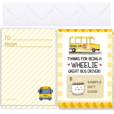 2026 Bus Driver Appreciate Valentine's Day Gift Card Holders with Envelopes, Women Men School Bus Driver Thank You Card, Xmas Gift for Birthday, Retirement, End of Year, Mothers Day (Pack of 4)