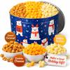 2 Gallon Christmas Popcorn Tin 3 Flavor Gourmet Holiday Gift Basket Caramel, Cheddar Cheese & Butter Popcorn Large Festive Snack Gift for Family, Office, Corporate & Christmas Parties view 4