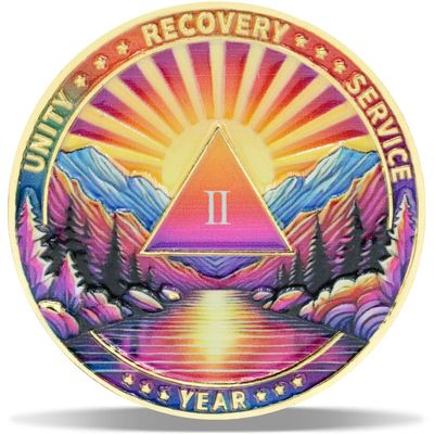 2 Year Dawn Voyage Sobriety Coin Journey into Serenity NA Medallion Spiritual Token for Recovery & Clean Time Empowering NA AA Chips Gift for Men & Women