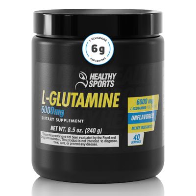 L-Glutamine Powder 6000mg Post Workout Recovery Powder L Glutamine Supplement for Gut Health & Body Health Unflavored Glutamine Powder 40 Servings