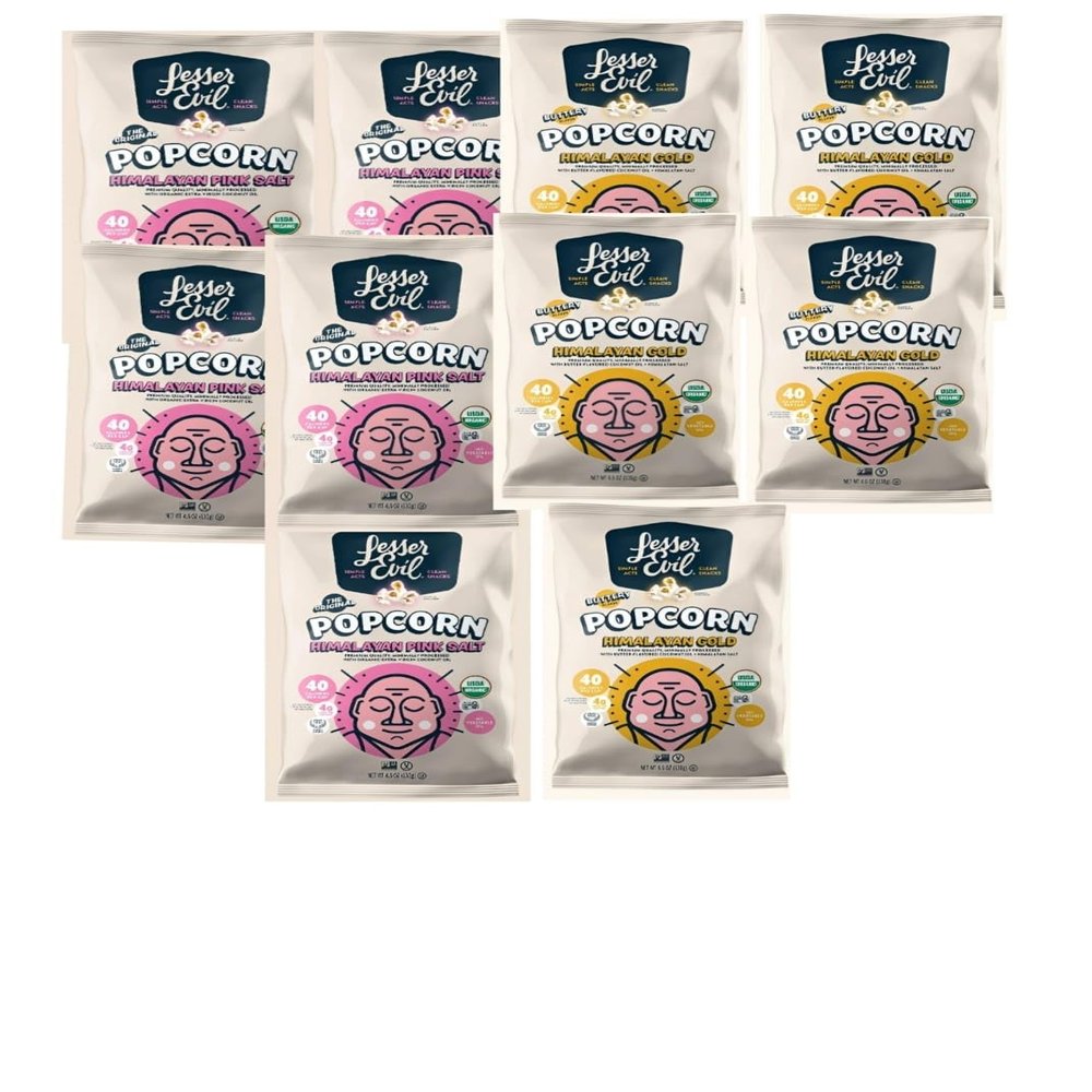 Himalayan Pink Salt Organic Popcorn, Variety Pack, Himalayan Pink, Himalayan Gold, 28 ct./0.65 oz.