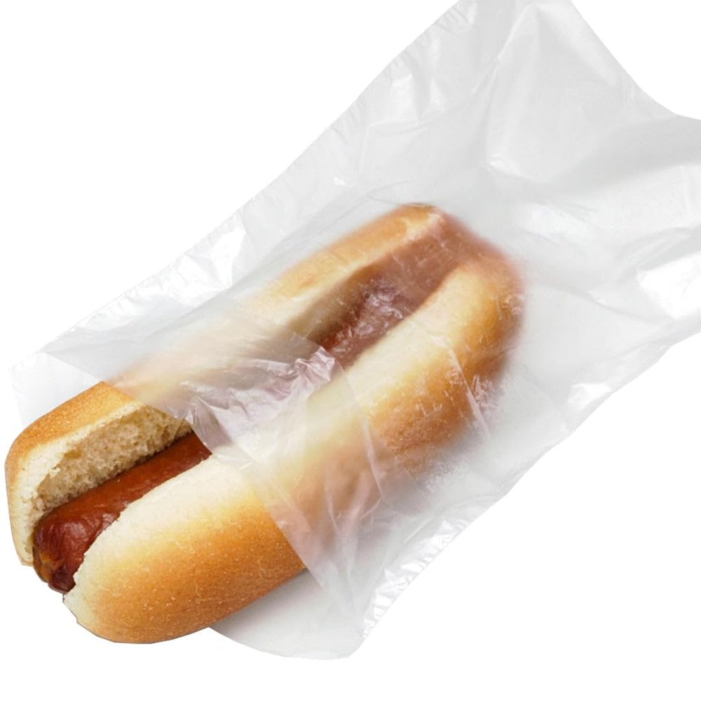 HDPE Saddle Pack Printed Hot Dog Bags 0.5 Mil, 5.25" X 8" + 1.5"FB & 1500 Bags | Flip-Top Reclosable Food Storage Bags with Easy Closure | Tear-Resistant Clear Packaging for Sandwiches & Snacks
