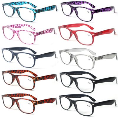 V.W.E. 10 Pairs Bulk Reading Glasses Men or Women Clear Lens Simple No Logo Readers (CR09 Mix, 2.50, x)