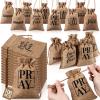100 Pcs Small Religious Burlap Bags with Drawstring Bulk 4 x 6 Inch Pray Blessed Christian Candy Gift Bag Verse Bible Jewelry Pouch Bolsitas Para Recuerdos for Church Gifts Sunday School Baptism Favor view 1
