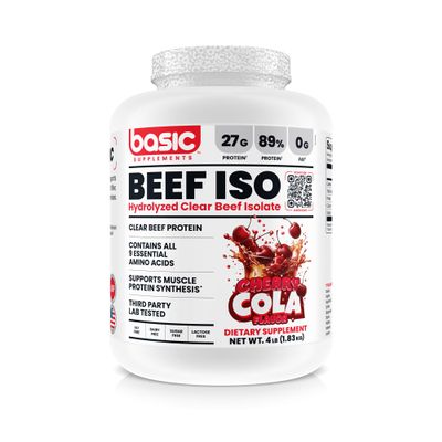 BASIC SUPPLEMENTS Hydrolyzed Clear Beef Isolate Protein Powder, 27g Protein, 9 Essential Amino Acids, Dairy-Free, Fat-Free, Sugar-Free, Lactose-Free, Supports Muscle Protein Synthesis