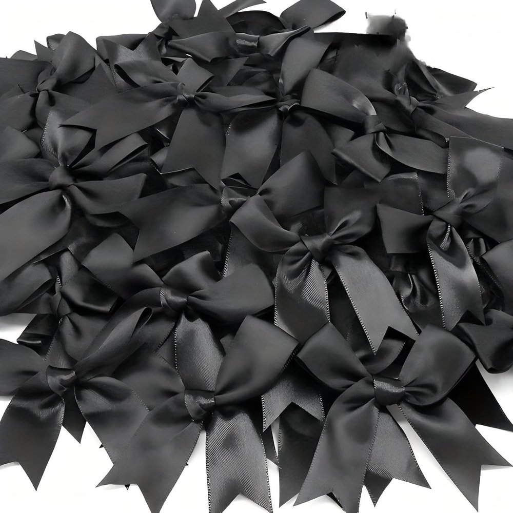 100pcs Black Gift Wrap Bows - 3.3 Inch Elegant Bows for Gift Wrapping, Party Decorations, Wedding Decor, Birthday Presents, Holiday Gifts, DIY Crafts, Baby Shower, Anniversary, Christmas, Gift Bags