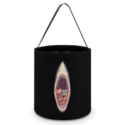 Shark Junk Food Cute Halloween Trick Or Treat Bags Candy Bucket Tote Gifts Bag with Handle for Party Favor Supplies