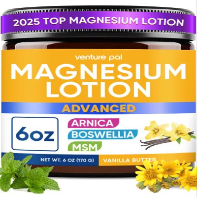 Magnesium Lotion with Arnica, MSM & Boswellia Cooling Magnesium Cream Lightweight Moisturizing Lotion for Legs & Feet Safe for Kids 6 fl oz