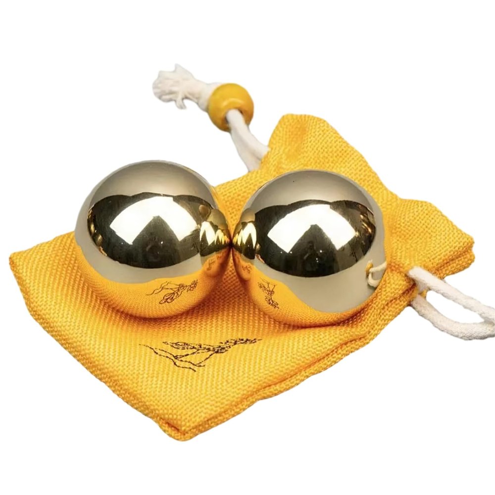 1.5 Inch Brass Solid Balls for Stress Relief & Hand Strength - Copper Therapy Tools for Fingers and Grip