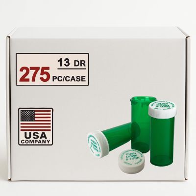 13 Dram Push Down and Turn Vials Green Medicine Vials for Pharmacy 275 Pcs Empty Pill Bottles, Mini Pill Organizer Containers Child-Resistant Small Travel Pill Dispenser for Bulk Use