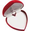 4 1/2" Red Velour Hinged Domed Heart Gift Box, Necklace, Ear 6 Pcs FINEST-74610 6 Pcs-NF view 3