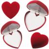 4 1/2" Red Velour Hinged Domed Heart Gift Box, Necklace, Ear 6 Pcs FINEST-74610 6 Pcs-NF view 4