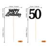 12 Pack Happy Birthday 50th Centerpiece Sticks Glitter Fifty Cheers to 50 Years Old Table Centerpiece Sticks for 50 Fabulous Happy Birthday Theme Party Supplies Black view 2