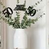 12 Pack Happy Birthday 50th Centerpiece Sticks Glitter Fifty Cheers to 50 Years Old Table Centerpiece Sticks for 50 Fabulous Happy Birthday Theme Party Supplies Black view 3
