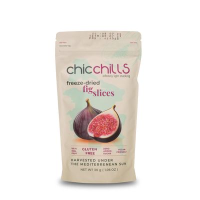 ChicChills Freeze-Dried Fig Slices, 100% Real Mediterranean Figs, No Added Sugar, Vegan Friendly & Gluten-Free, Light Crunchy Fruit Snack in Resealable Pouch, 1.06 oz (30 g)
