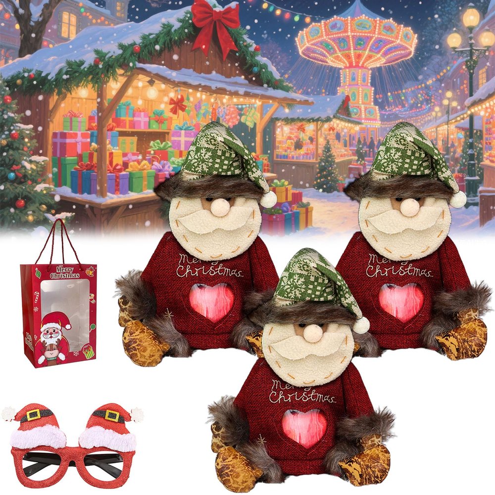 phiorine Christmas Gift Bags Zipper Design, Christmas Gift Doll Bags, Adorable Fabric Storage Bags, Reusable christmas Bags for Presents Candy Fruit and Festival (3PCS-Santa Claus)