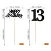 12 Pack Happy Birthday 13th Centerpiece Sticks Glitter Thirteen Cheers to 13 Years Old Table Centerpiece Sticks for 13 Fabulous Happy Birthday Theme Party Supplies Black view 2