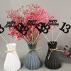 12 Pack Happy Birthday 13th Centerpiece Sticks Glitter Thirteen Cheers to 13 Years Old Table Centerpiece Sticks for 13 Fabulous Happy Birthday Theme Party Supplies Black view 3