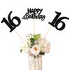 12 Pack Happy Birthday 16th Centerpiece Sticks Glitter Sixteen Cheers to 16 Years Old Table Centerpiece Sticks for 16 Fabulous Happy Birthday Theme Party Supplies Black view 1