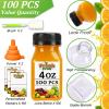 100PCS 4OZ Plastic Juice Bottles with Caps, Clear Shot Bottles Reusable Containers with Labels, Funnel and BrushSuitable for Juice Milk, Tea, Drinking, Smoothie, and Other Beverages view 2