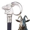 Elderly Rehabilitation Training Walking Stick, Unisex Goat Head Aluminum Alloy Trekking Stick, Double-Section British Style Role-Playing Cane view 1