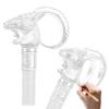Elderly Rehabilitation Training Walking Stick, Unisex Goat Head Aluminum Alloy Trekking Stick, Double-Section British Style Role-Playing Cane view 2